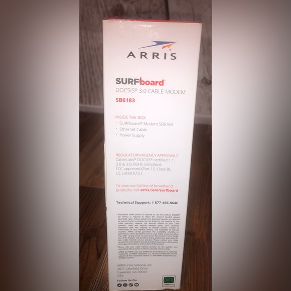 ARRIS SURFboard SB6183 16x4 Docsis 3.0 Cable Internet White Modem Gaming Speed - Picture 7 of 12